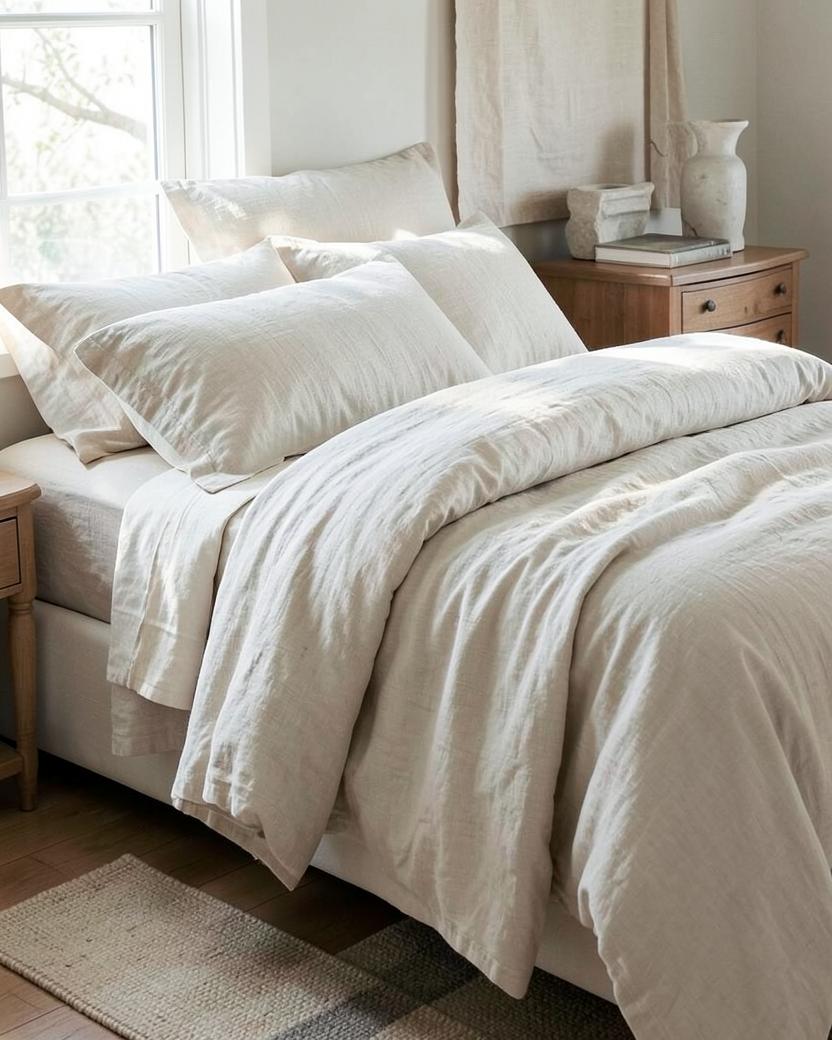 Hôtel Blanc Washed Linen Duvet Set